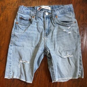 Levis 511 Slim Jean Shorts Boys 8 Light Wash Denim Distressed Frayed Hem